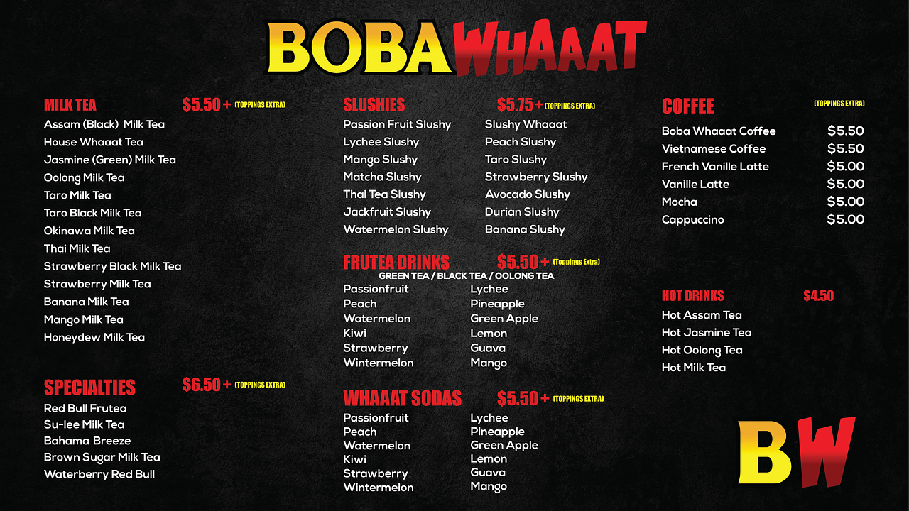 Drink Menu | Boba Whaaat